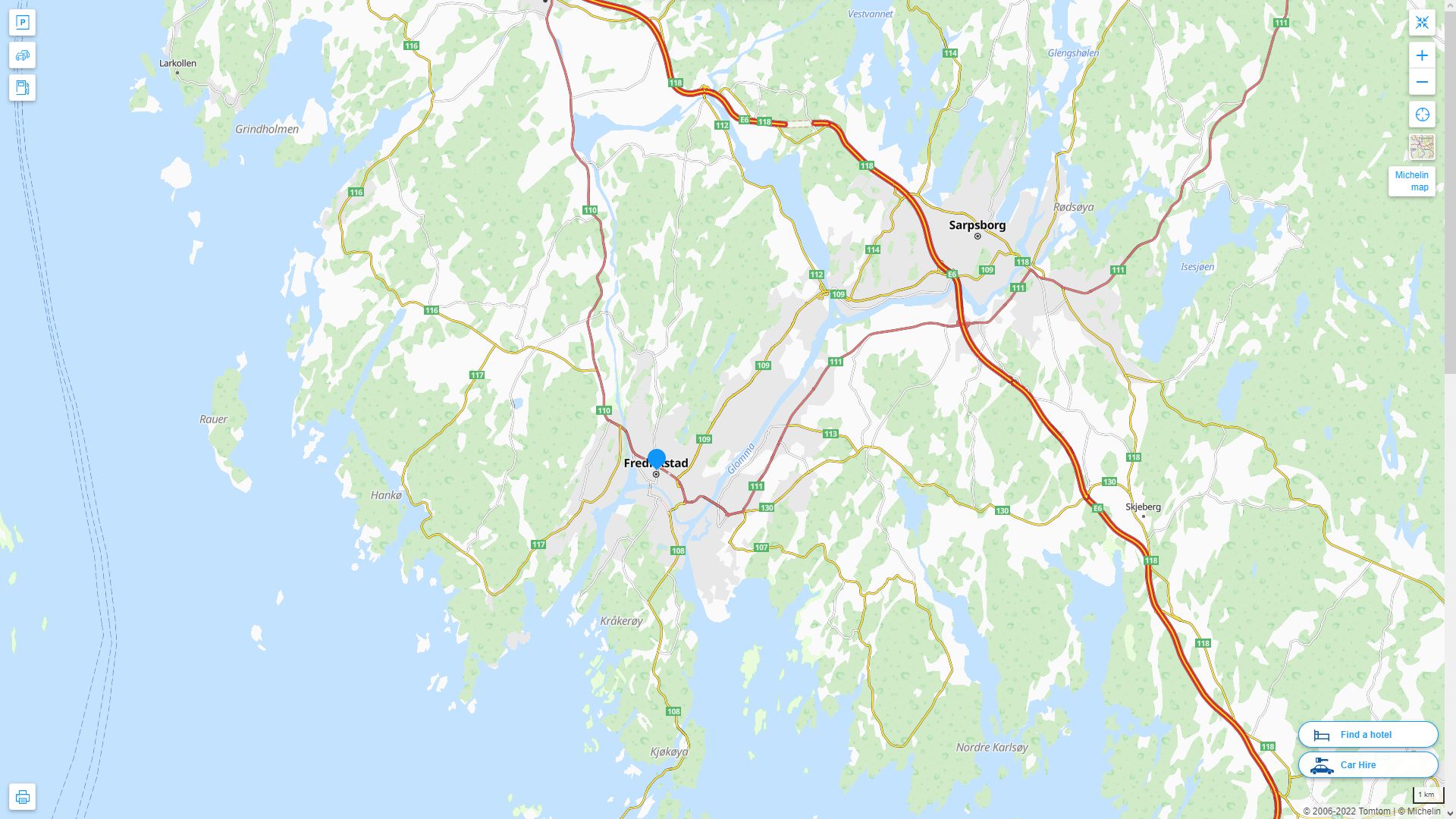 Fredrikstad Norvege Autoroute et carte routiere